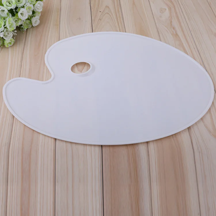 Factory Wholesale large hard plastic handheld easy clean palette watercolor oil oval palette tray paints pallet