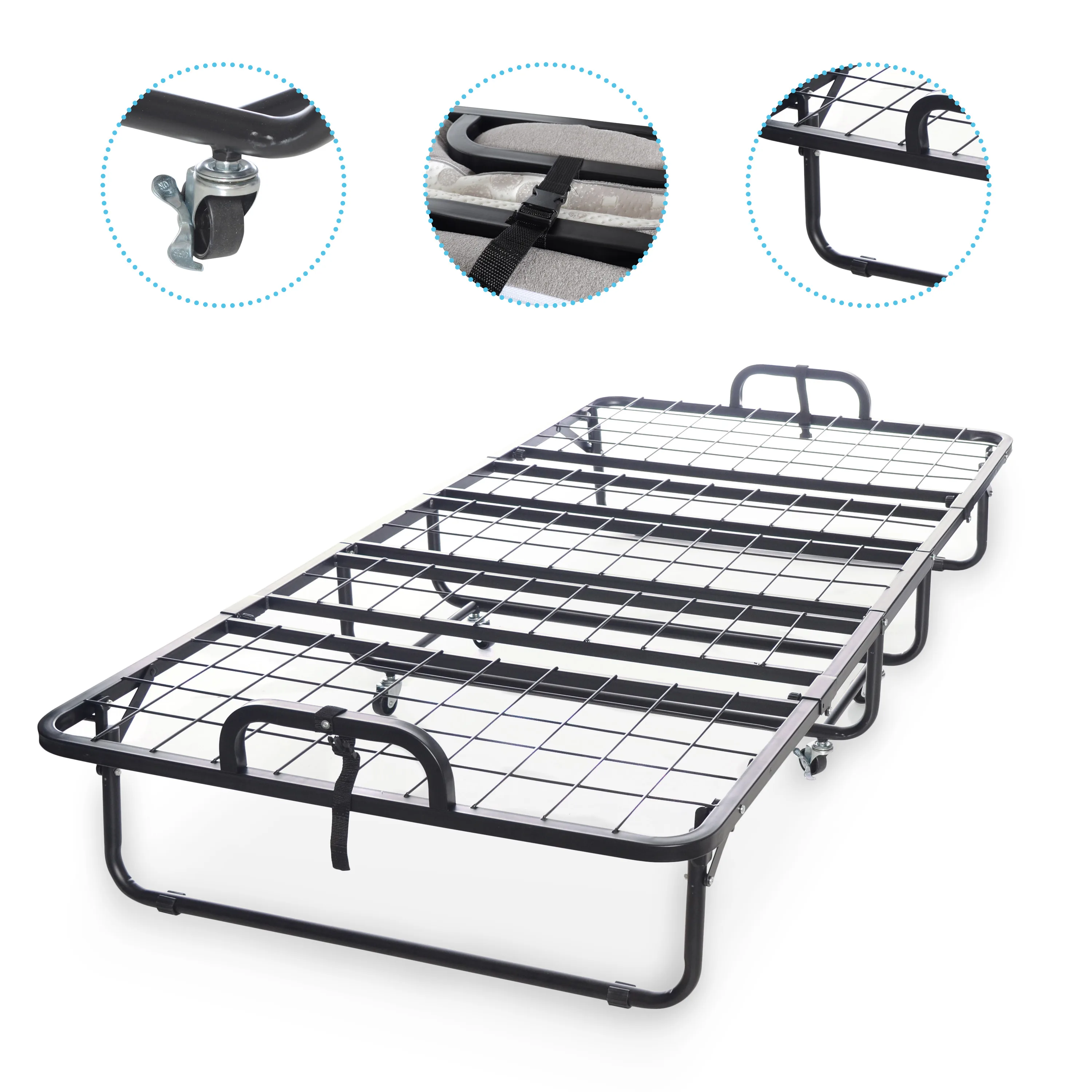 Modern Durable Folding Bed with Foam Mattress and Wire Lattice Frame Cheap Trundel Bed