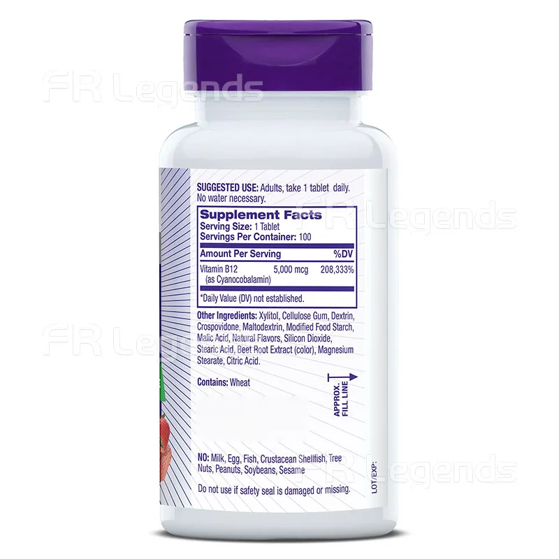 Factory Price Vitamin B12 Supplement Supports Energy Healthy Nervous System Strawberry Flavor Vitamin Tablets