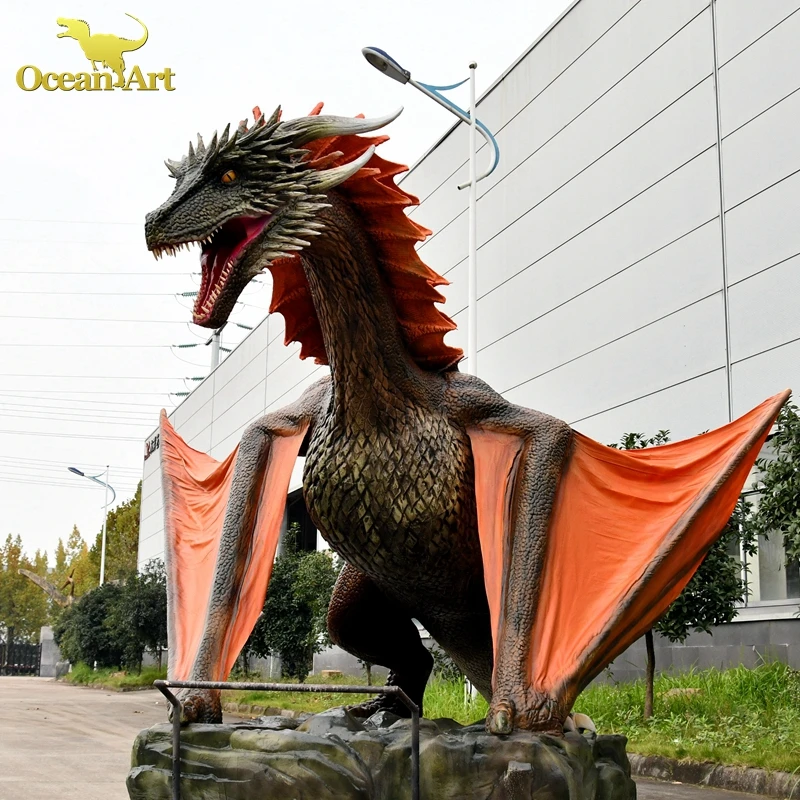 smoking giant animatronic red dragon head for sale