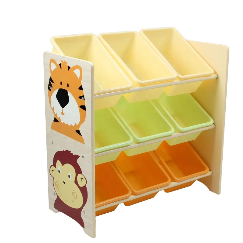 Toffy & Friends детский органайзер для хранения игрушек с 9 пластиковыми корзинами в животном дизайне