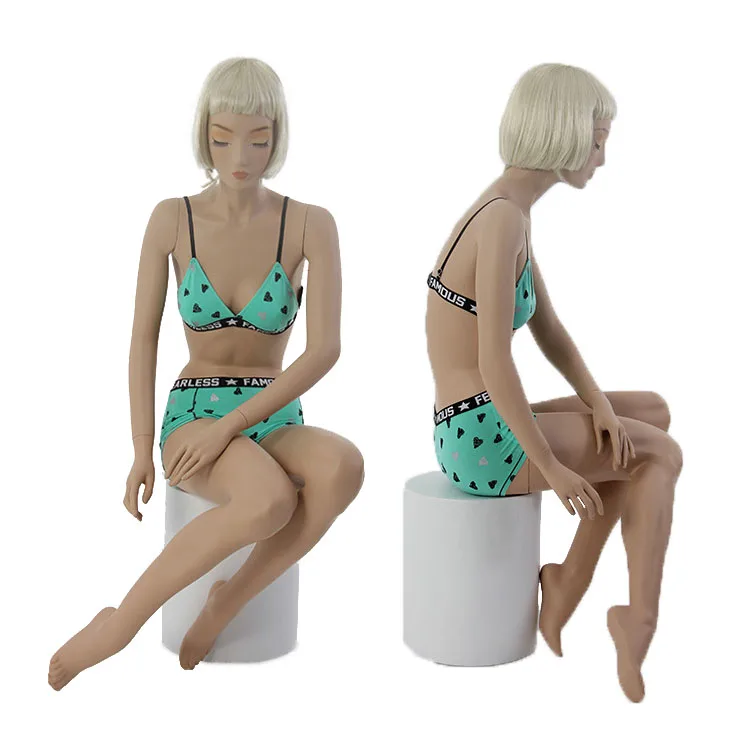 Mannequin underwear display window showcasing female full-body standing dummy FRP resin durable clothing store shelf