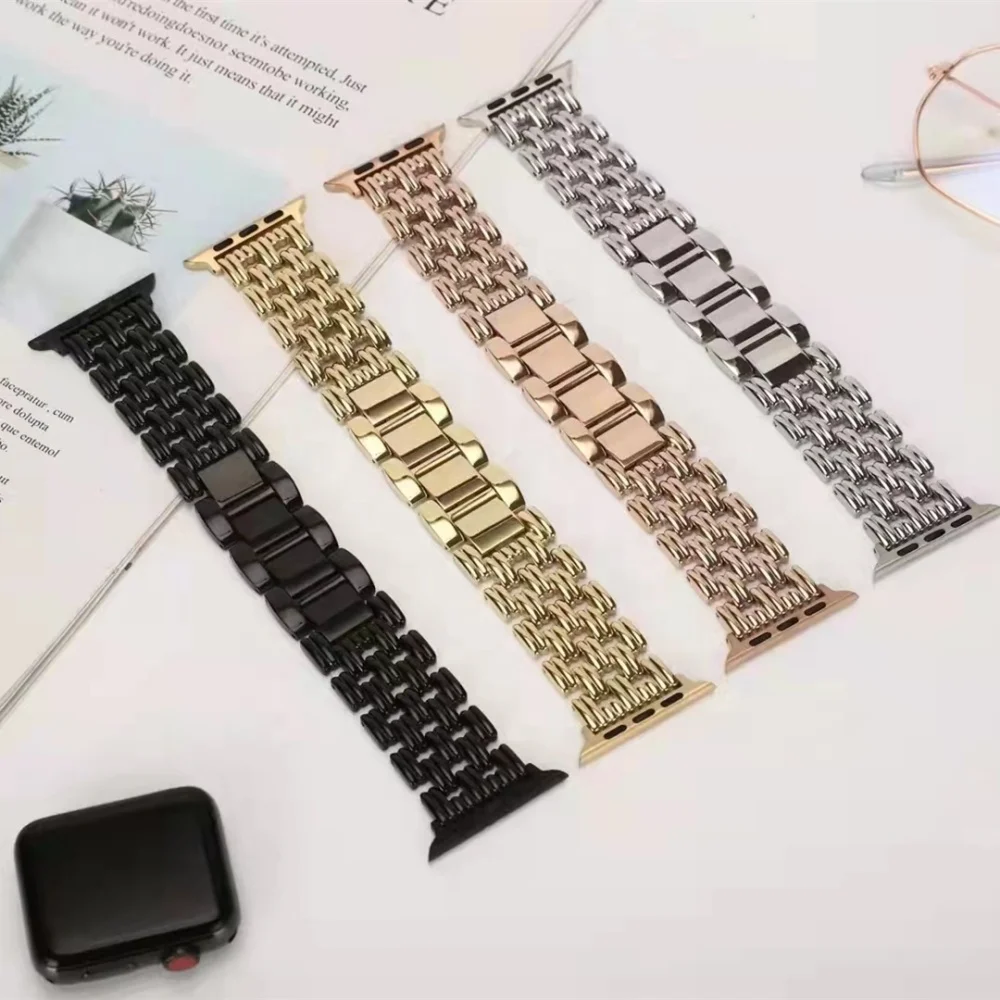 Factory directly supply price Watch band Fashion IP plated silver 304  316 stainless steel band with jewelry buckle
