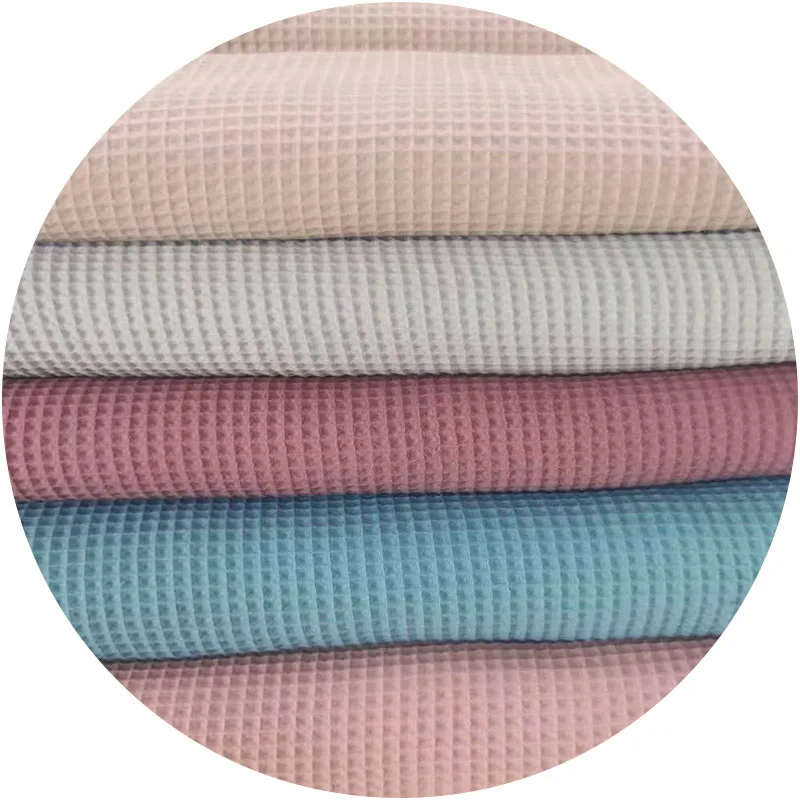 New design high quality solid color 100% cotton waffle fabric
