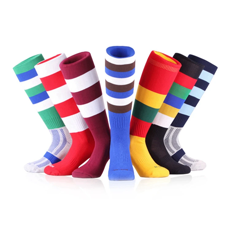 JL-A068 wholesale custom sport 100% cotton cheap football team mens soccer socks spandex soccer sock stock