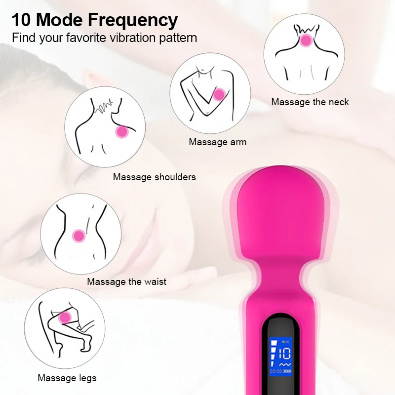 Lcd Display Japanese Av Sex Massager Personal Magic Vibrator Wand Stimulator Clit Vagine Mini Massager Wand Vibrator