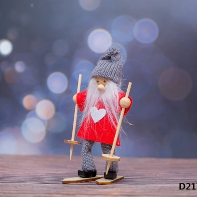 Home Table Decoration On Sleigh Pendant Christmas Ski Snowman Tree New Year Plush Doll Toy for Hanging Ornament Tree Indoor