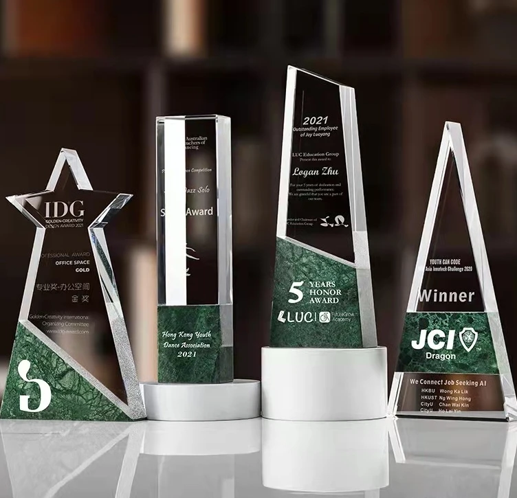 New crystal awards crystal and marble  trophy