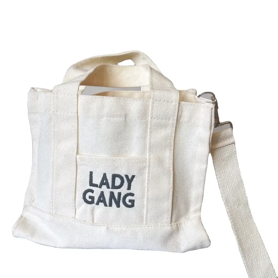 Wholesale Customized Printed Logo Many Pockets Large Capacity Cotton Canvas Shopping Beach Tote Bags Business Handbags For Women