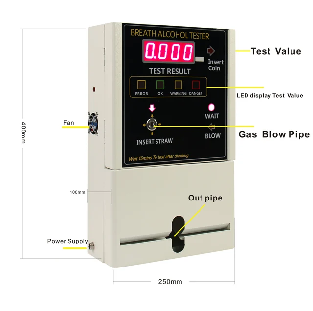 Drunk Driving Alcoholimetro Coin Operated Alcohol Tester Alcohol Breathalyzer Alcohol Meter