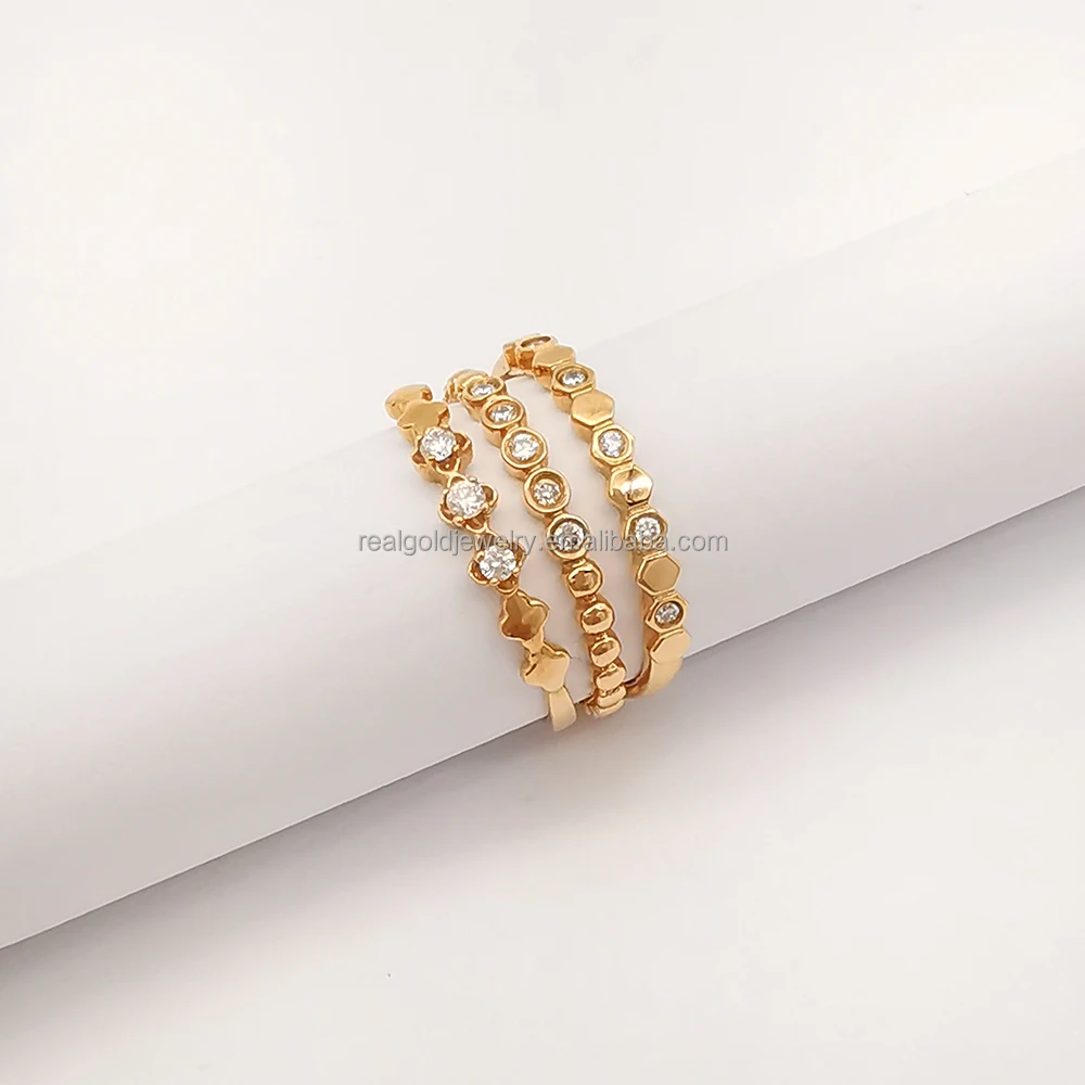 Trendy 18K Solid Gold Natural Diamond Rings Custom Shape and Pattern Elegant Delicate Sweet Finger Ring Fine Jewelry