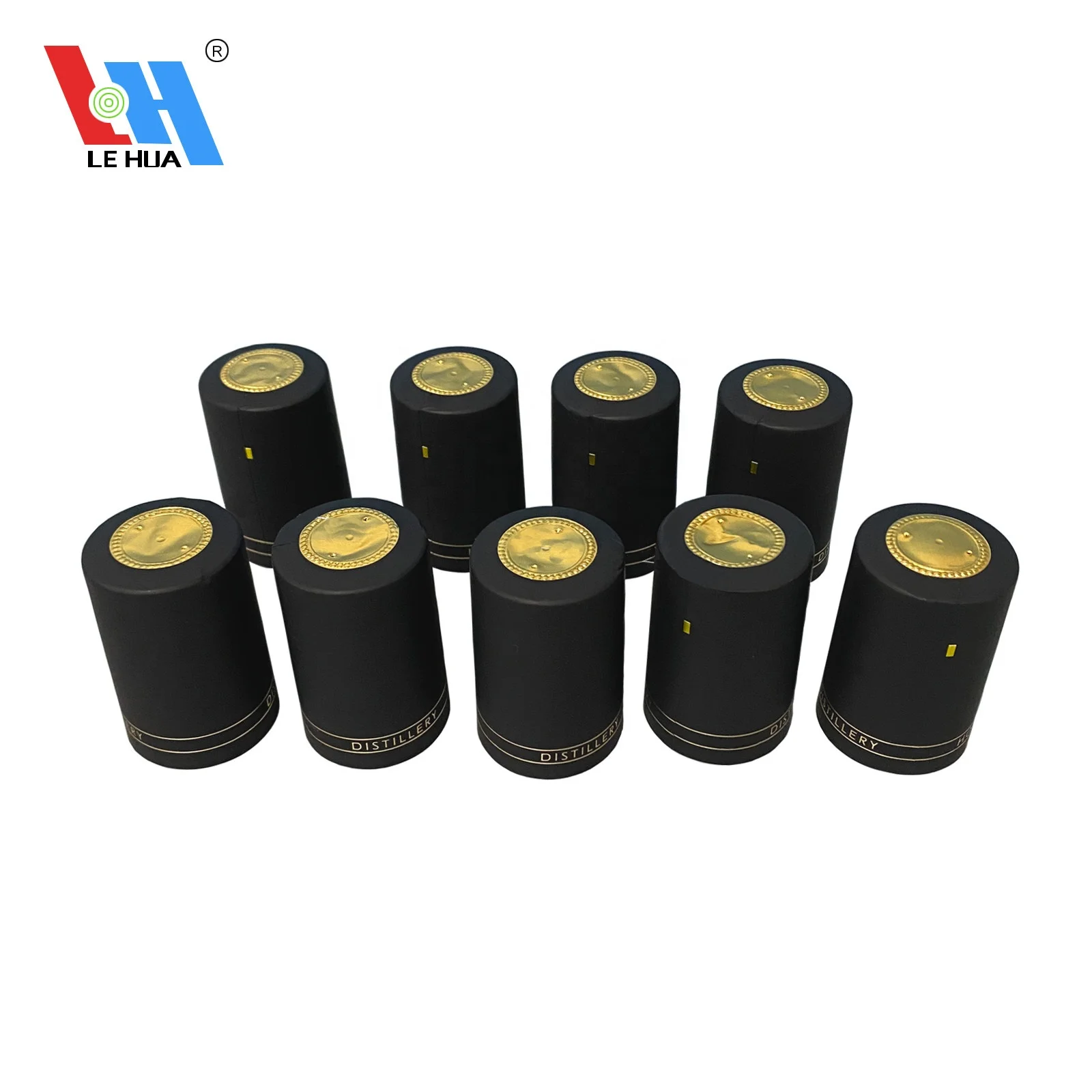 Customized Frosted Matte black Heat Shrink Champagne Capsule Container Shrink Wrap Wine Bottle Tops for Wine PVC shrink capsule