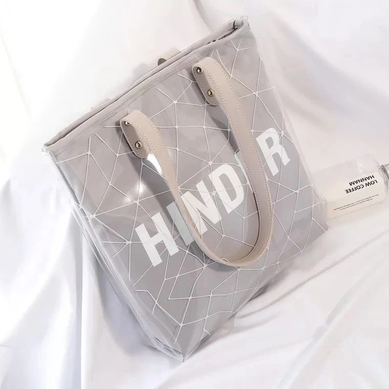 Wholesale reusable clear pvc tote bag custom transparent tote bag