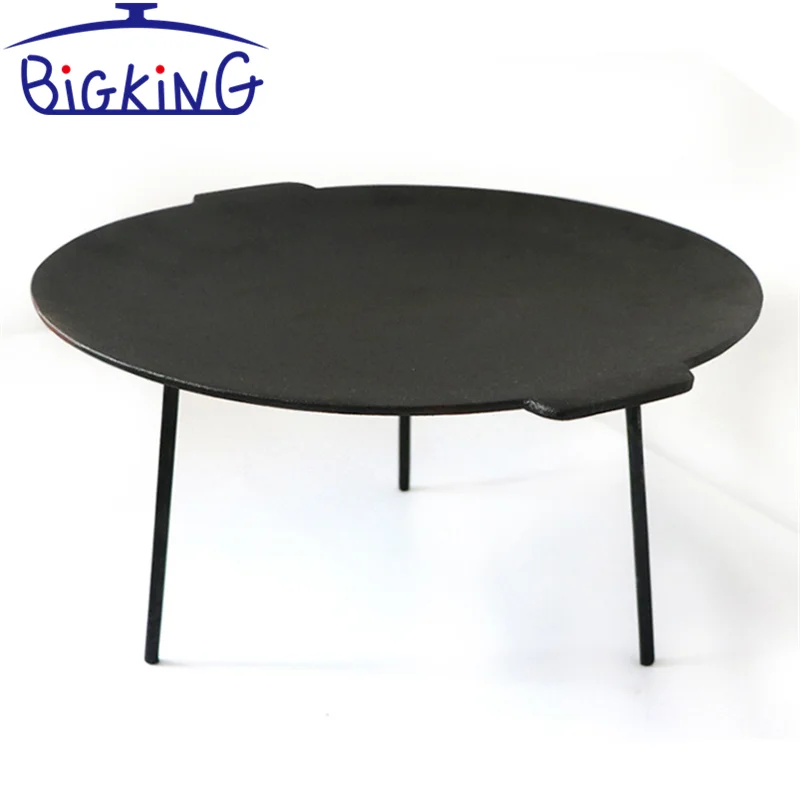 Dutch Oven Pre-Seasoned Cast Iron Campfire Pan Camping Griddle Table BBQ Open Fire with Removable Legs Skillet Table for Outing