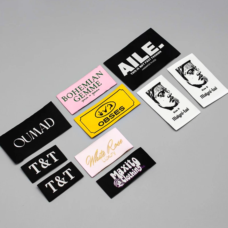 Custom Women Clothing Label Damask Logo Tag for Clothing Wholesale Garment Labels