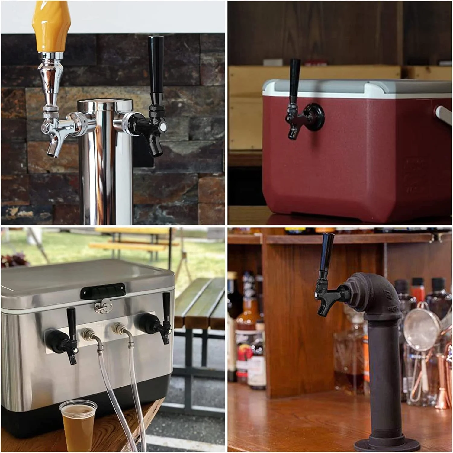 Matte Black Beer Tap Stainless Steel Core Brass Body with Beer Faucet Plug Clean Brush Kit Home Brewery Beer Dispenser