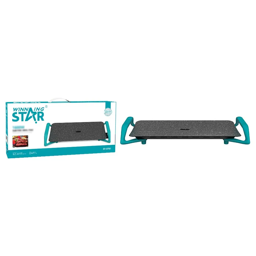 WINNING STAR ST-9761 1600W Die-Cast Aluminum Plate Non-Stick Coating Smokeless Grill Electric Griddle with Adjustable Thermostat