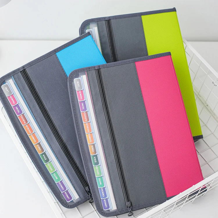 Plastic presentation portfolio padfolios 12 Pocket Accordion File Folder Document organizer expanding file with Zipper Closure