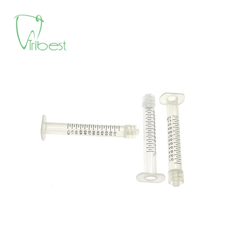 Factory Price Safe Material Disposable Dental Plastic Material 1.2cc Luer lock irrigation syringe with printed graduation