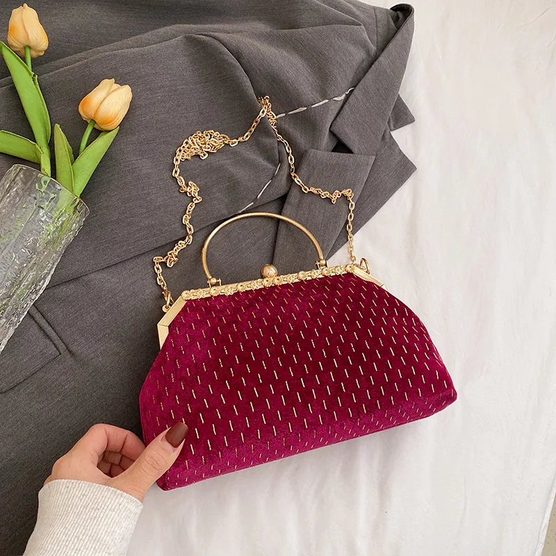 Ladies small clutch purse for evening party clip closure handbags for lady elegant shoulder bags for women