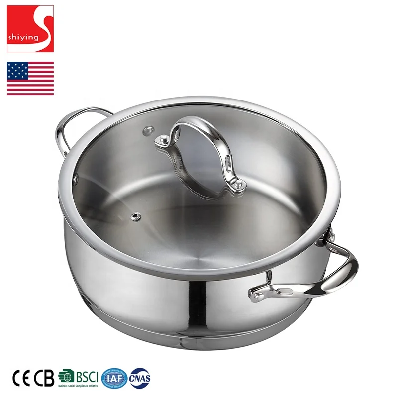 SY-Kitchenware 7-Quart Classic Stainless Steel Dutch Oven Casserole Stockpot with Lid 7qt 15 pot soup 28cm 30  OEM ODM customize