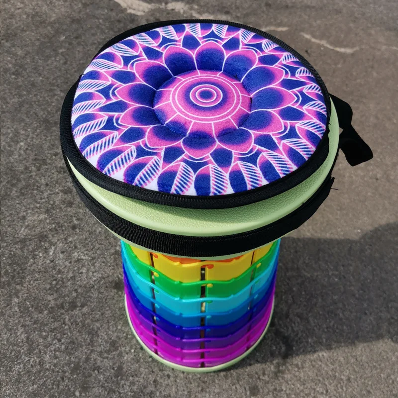 Outdoor Indoor Portable Telescopic Stool cushion Folding stool camping fishing garden telescopic round chair rotate mat