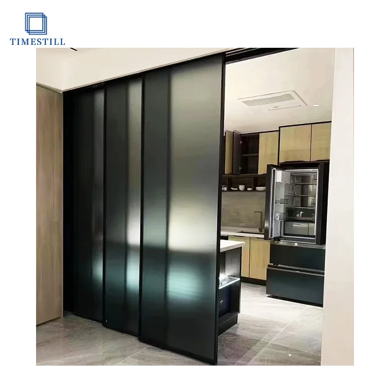 Modern interior partition glass sliding door linkage door Optional art glass