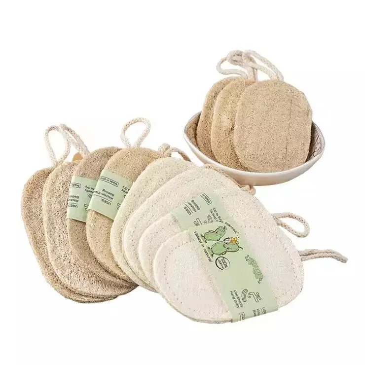 Eco Friendly Non-Scratch Loofah Scrubber for Cookware Kitchen Bathtub Reusable Unbleached Luffa Dishwashing Sponges Compostable