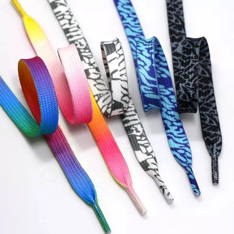 Polyester Shoelaces Gradient Color Shoelaces Rainbow Shoelaces Fashion Colorful British Style Shoestring Camouflage Shoe Laces