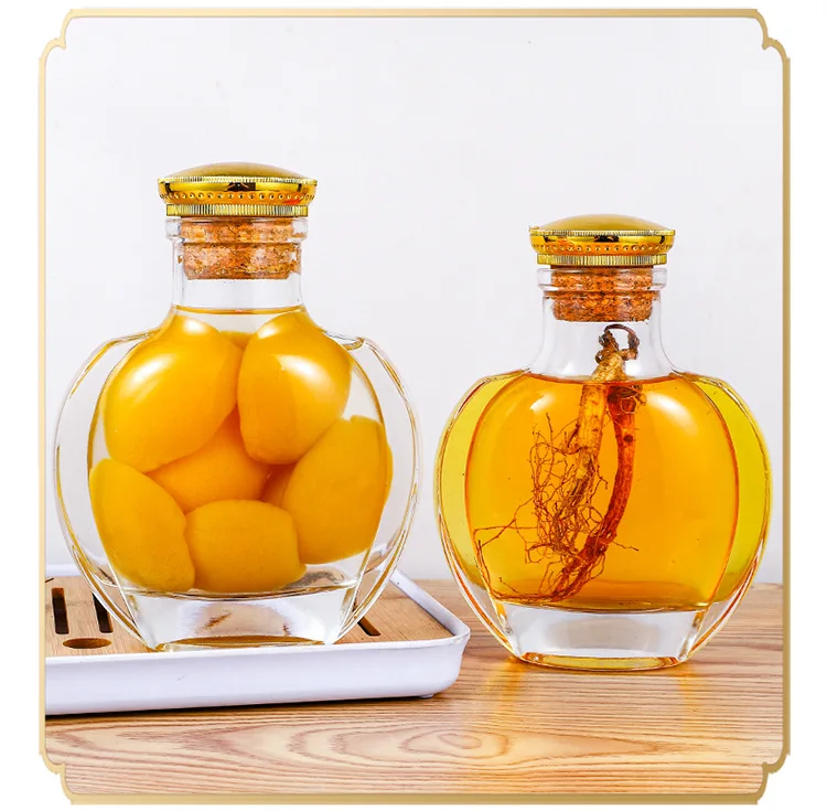 500ml Glass Honey Container Green plum ginseng drink glass fruit wine bottle canning bottle glass storage jar