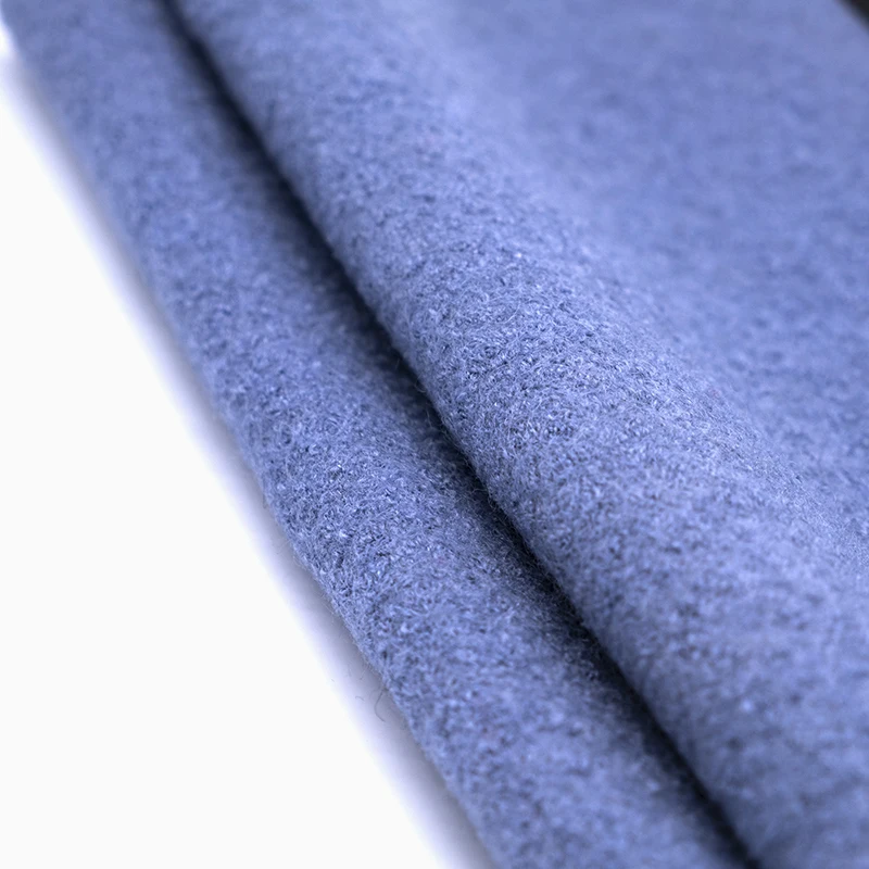 
Fashion new wool viscose blend knitted plain solid color boiled wool fabric for women winter overcoat 