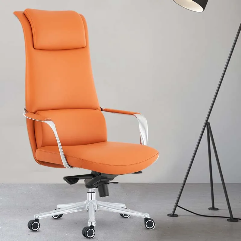 Conference luxury Italy brown genuine real leather casters judge Government chairman office furniture chesterfield swivel chair