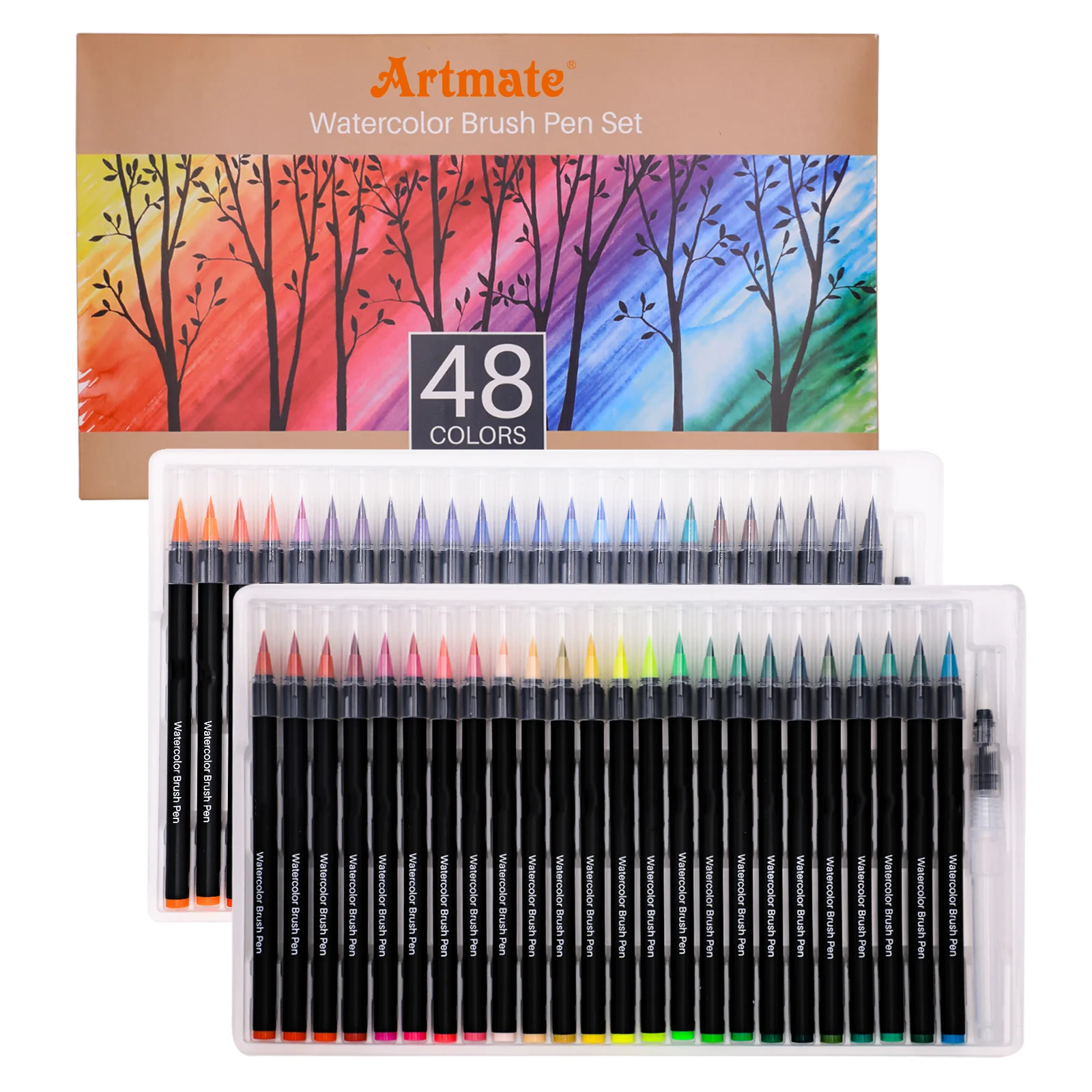 Artmate Watercolor Brush Pen Set 48 Colors with 2 Water Brush Pen