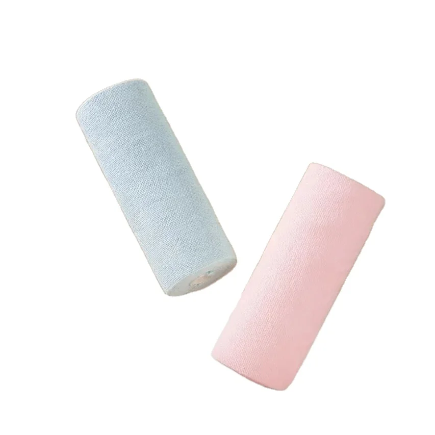 Bearfamily Microfiber Cloths in Roll, Lint Free Clean Wipes, Value Pack Reusable Kitchen Towels, 30 Clean Cloths Per Roll, Gray