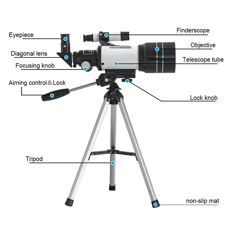 Astronomical Telescope F30070 150X Zoom HD Outdoor Monocular With Tripod For Children Observation Scope Gift