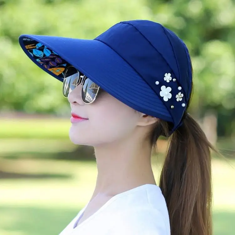 women Sun Hats Visor Fishing Fisher Beach Hat UV Protection Cap Casual Women Summer Caps Ponytail Wide Brim Hat