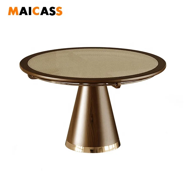 Деревянный круглый стол из ротанга для ресторана