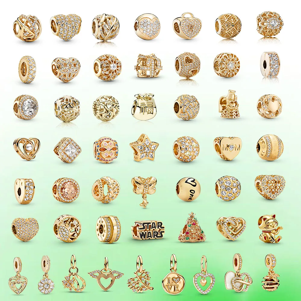 Classic DORA copper plated 18K gold pave heart Angel charms Beehive pendant Magic lamp Palace Museum pendant fit dora bracelet