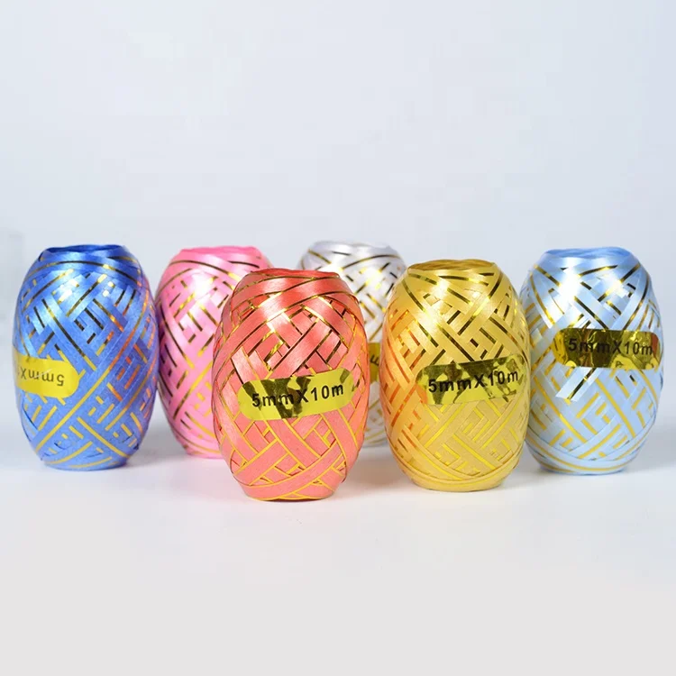 New promotional customized gift packing balloon ribbon rolls, christmas decoration 10m curly ribbon egg