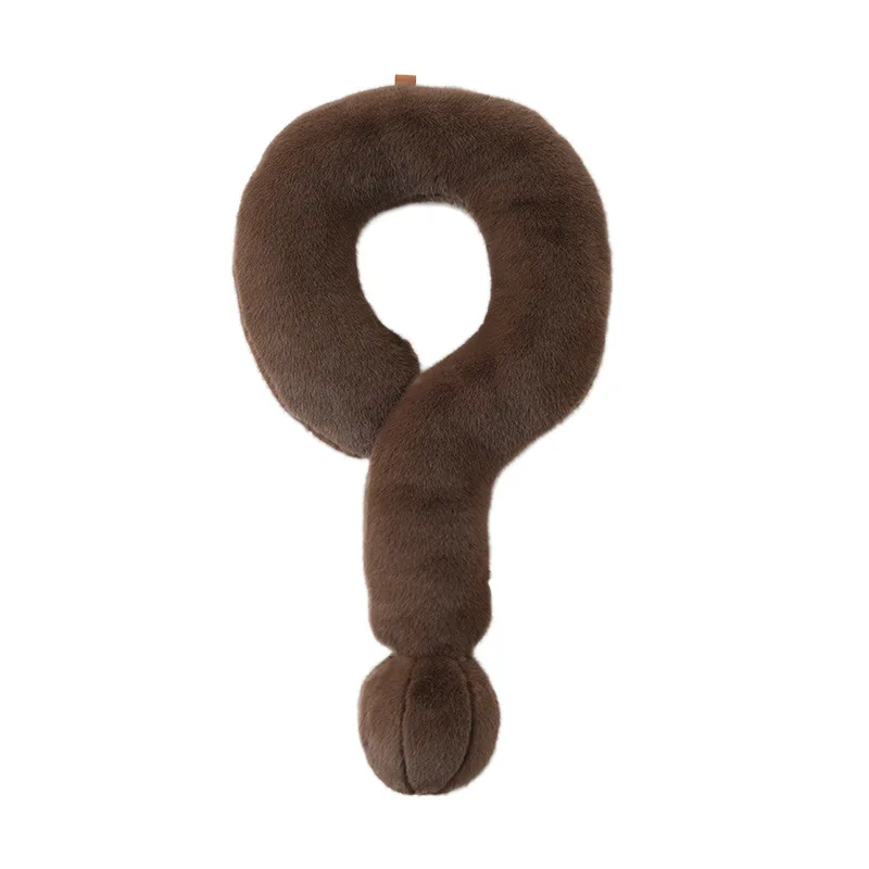 Solid Color Soft Faux Fur Question Mark Shape Cushion Pillow For Home Decor