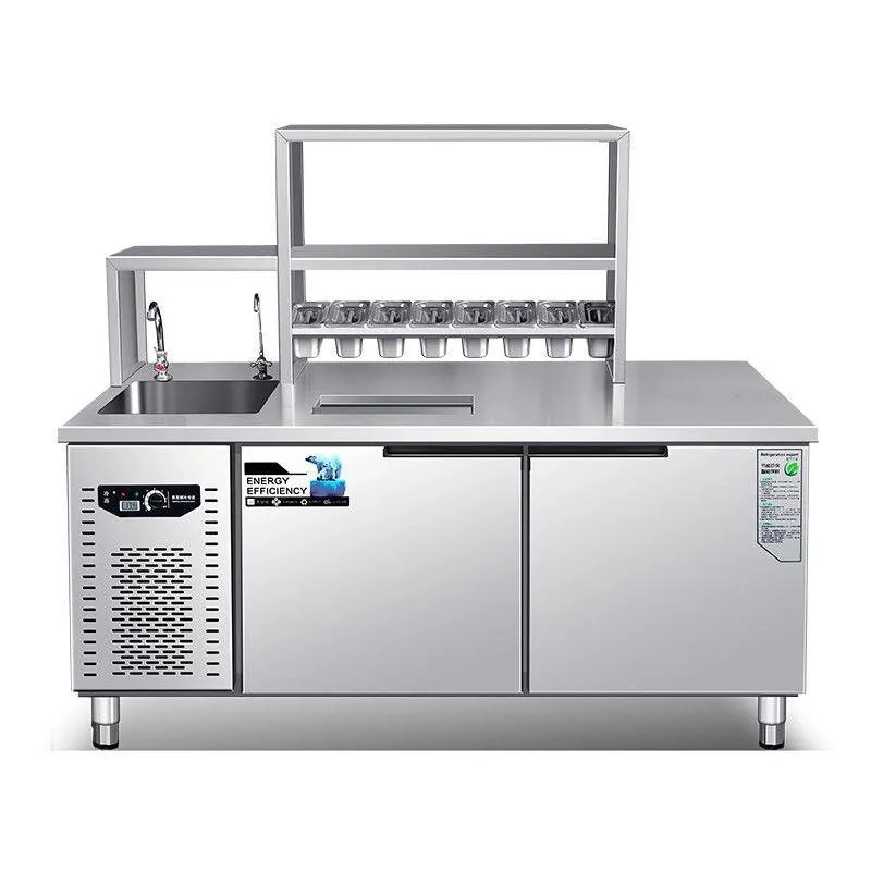 New water bar Taiwan business with milk tea shop salad table cold table led light bar Shaker table coffee shop working cabinet