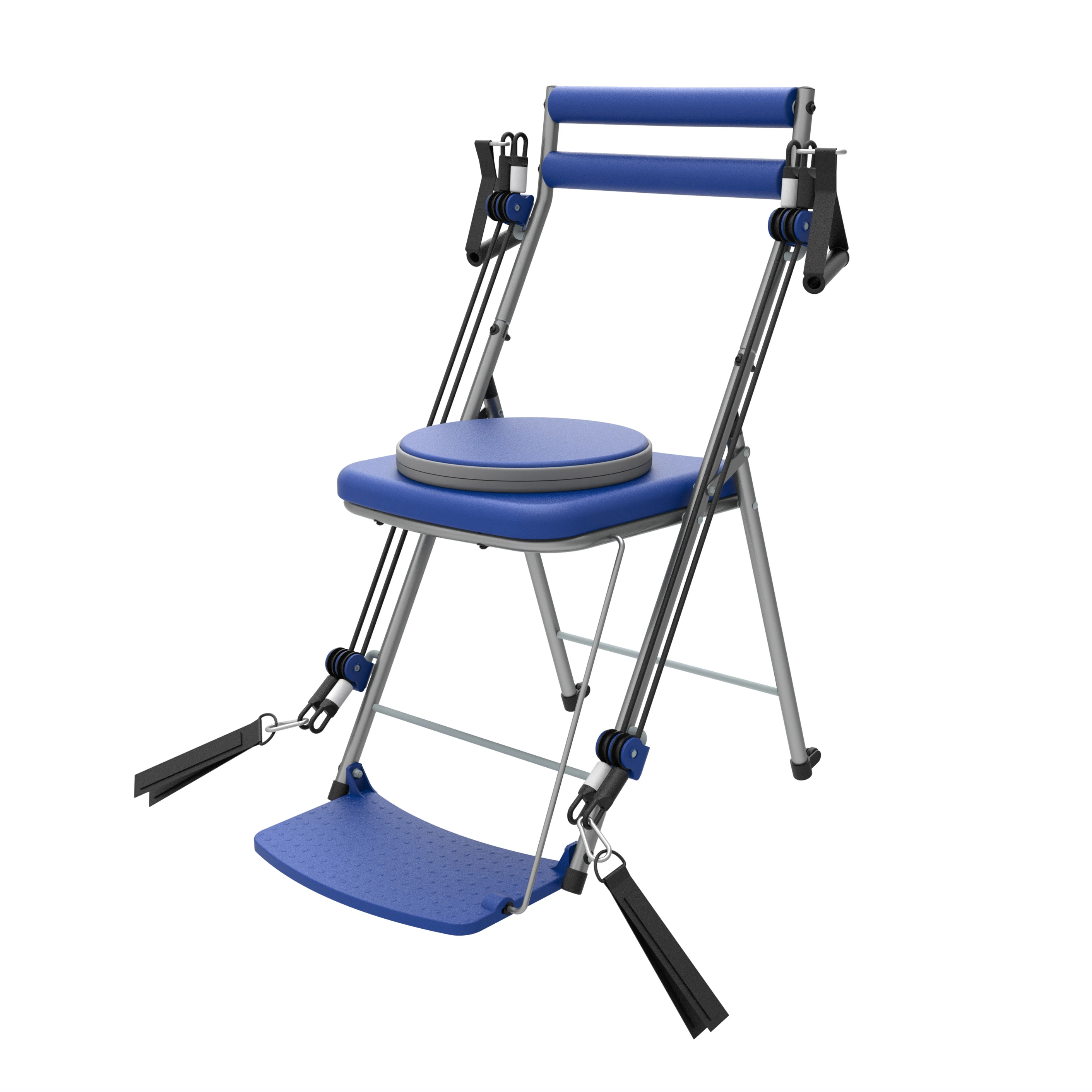 Blue shape keeping homeuse AB twister gym yoga chair for Pilates with elastic ropes for Thailand market