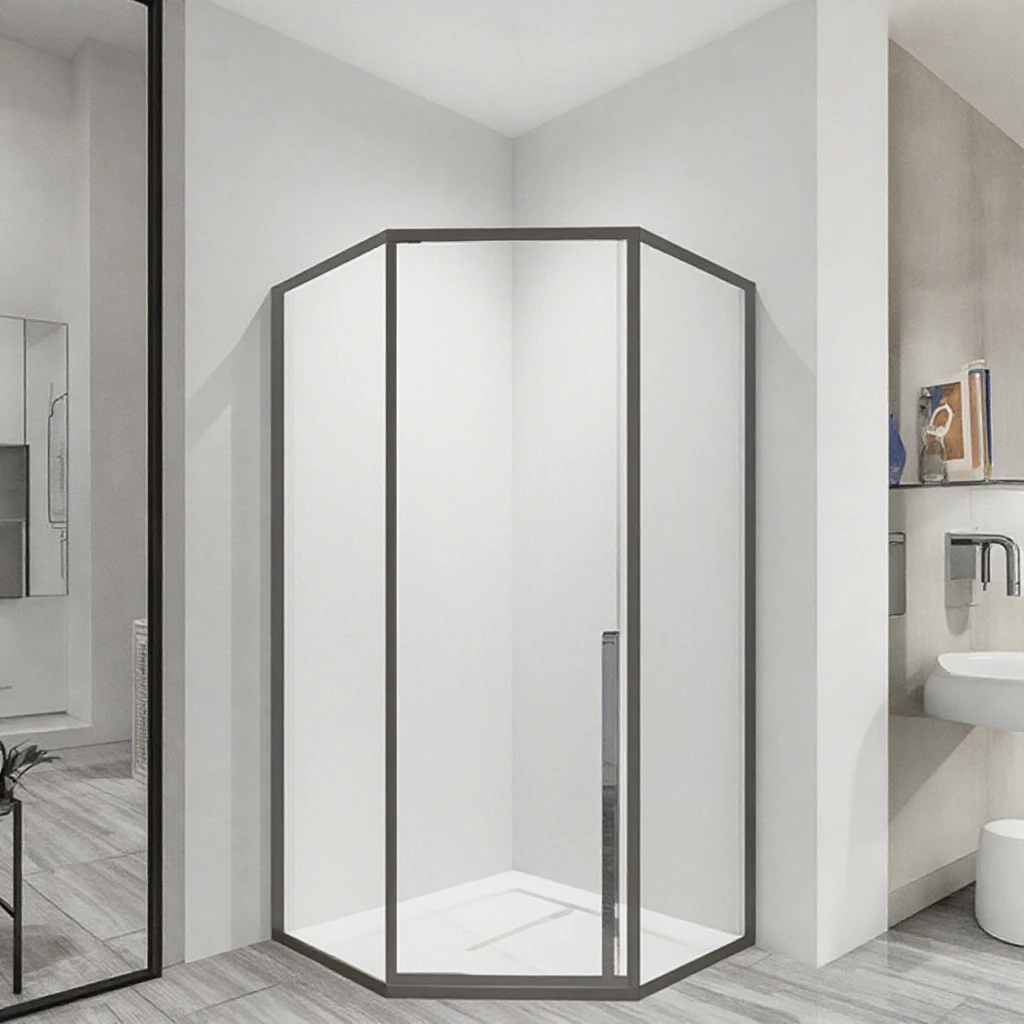 Minimalist Diamond-Shaped Shower Screen Simple Bath Partition Glass Door Sliding Polished Household Dry Wet Separation Bathroom