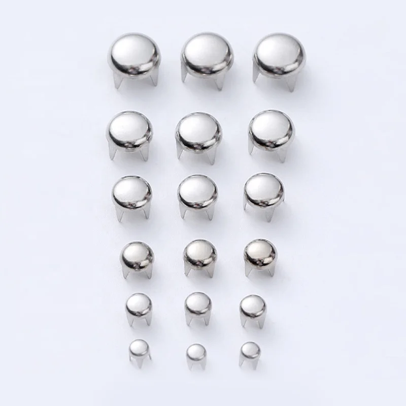 Pure copper silver flat four prong nail DIY phone case bag accessories Pearl rivets round claw nail 4mm-12mm