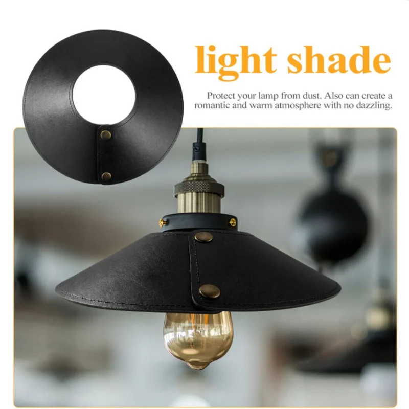PU Leather Table Lamp Shade Simple Classic Lampshade Cover Custom Logo Lamp Shade Rings