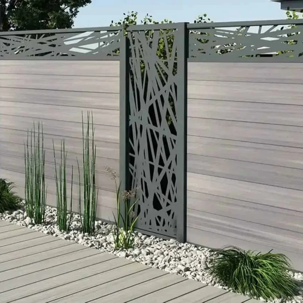 3D deep embossing  Black garden balcony wpc fence Realistic wood look wpc fence
