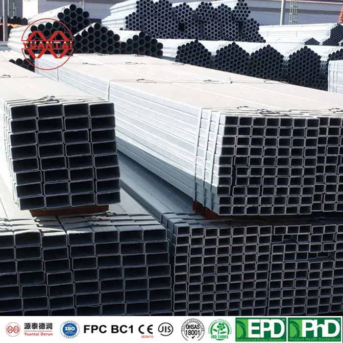 ASTM A 500 SHS RHS galvanized steel pipe iron rectangular tube Gi Hollow Section Galvanized Square Rectangular Pipe and Tube