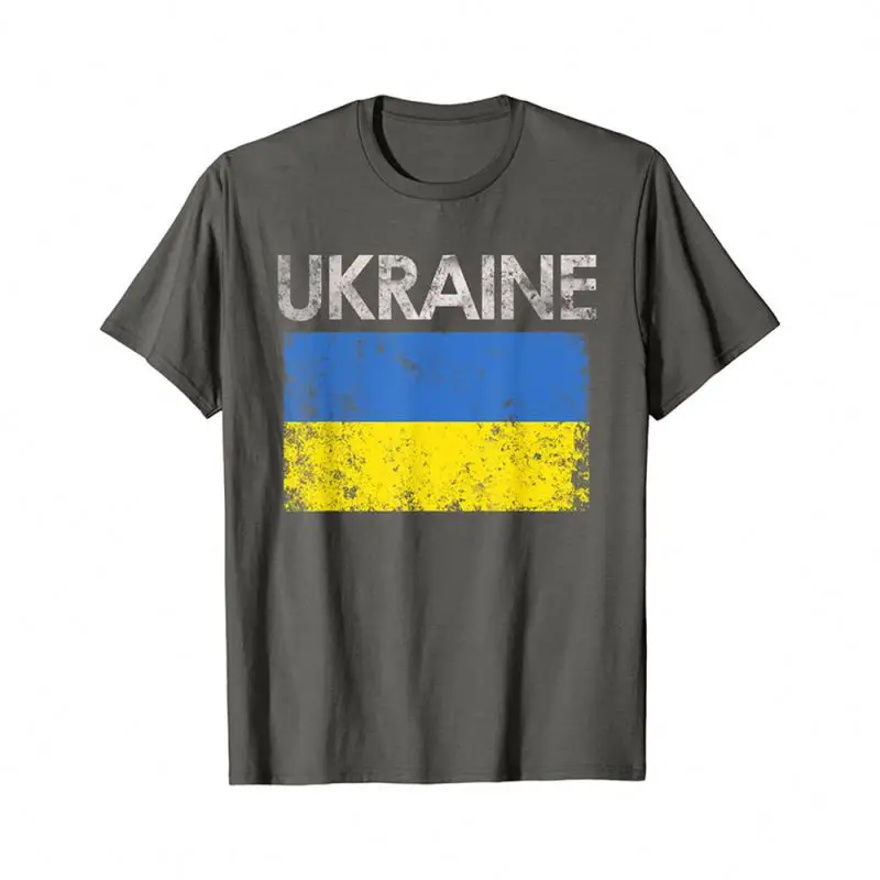 Linen fabric Ukraine flags t-shirts for men 100% cotton