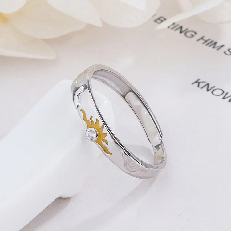 jewelry rings Sun moon and stars niche simple rings s925 sterling silver couple rings jewelry