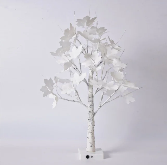 24 LED Silver Birch Tree Light Battery-Operated Home Decoration with Warm White LED String for Christmas Made of Plastic